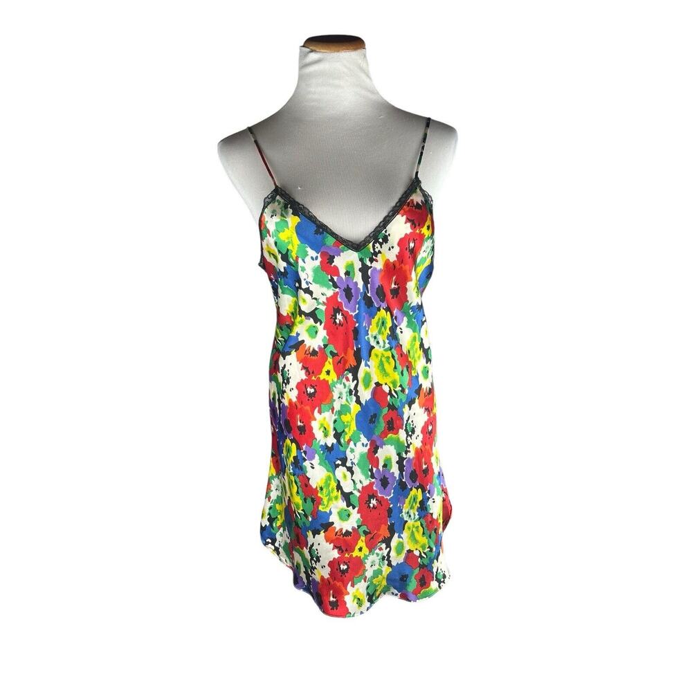 Saks Fifth Avenue Satin Floral Nightie Gown Short Medium Summer